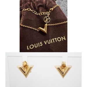 Louis Vuitton Gold Bracelet and Earrings Set